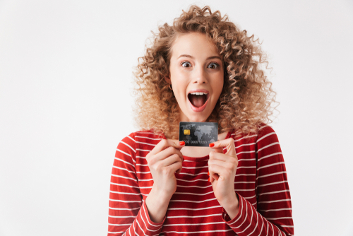 Woman with a low interest credit card